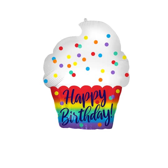 18&#x22; Happy Birthday Cupcake Mylar Balloon